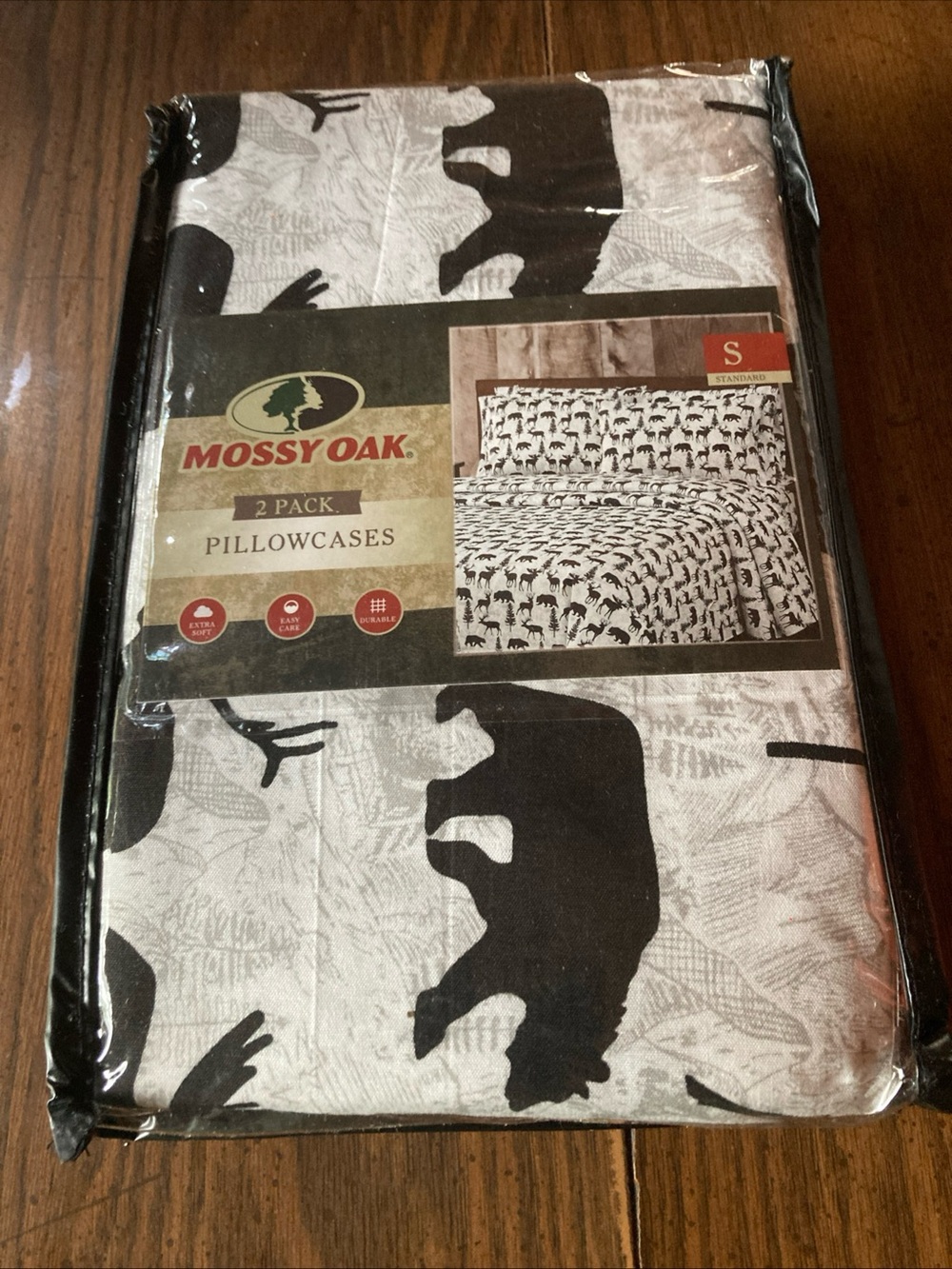 2 Mossy Oak black moose Bear Print Pillowcases NEW